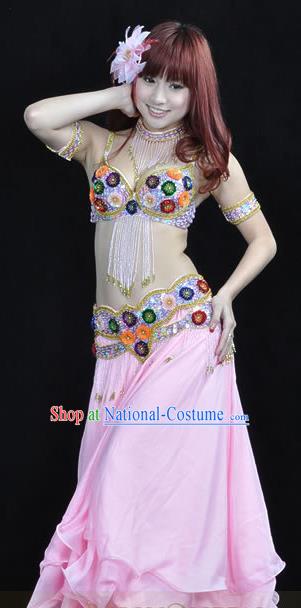 Indian Traditional Belly Dance Performance Costume Classical Oriental Dance Pink Dress for Women