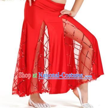 Indian Traditional Belly Dance Performance Costume Classical Oriental Dance Red Fishtail Skirt for Kids