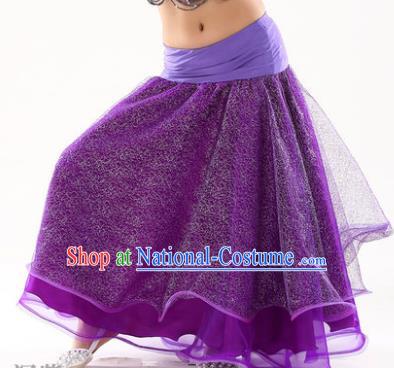 Indian Traditional Belly Dance Performance Costume Purple Skirt Classical Oriental Dance Clothing for Kids