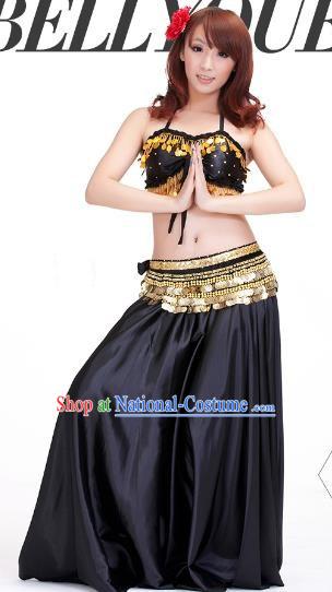 Indian Belly Dance Black Dress Classical Traditional Oriental Dance Performance Costume for Women