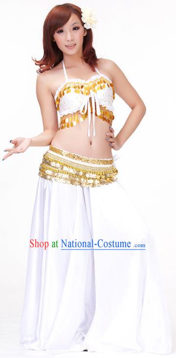 Indian Belly Dance White Dress Classical Traditional Oriental Dance Performance Costume for Women