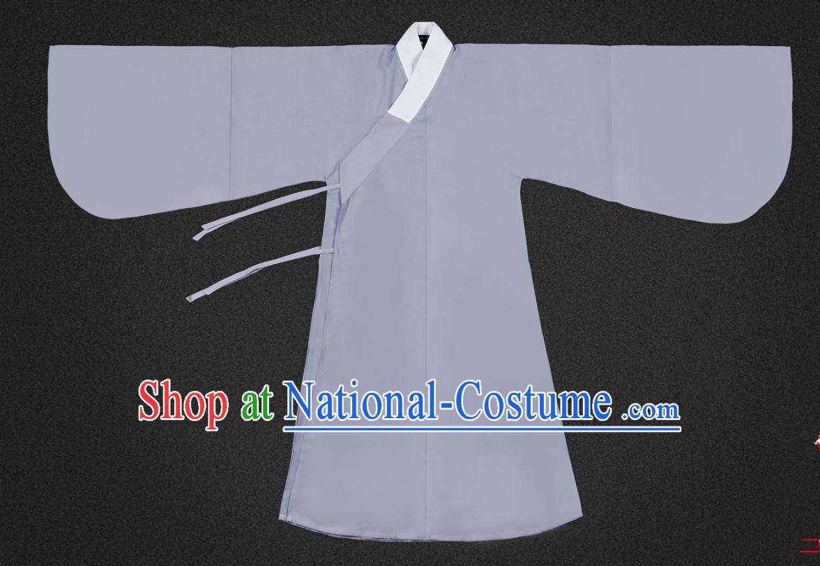 Chinese Ancient Scholar Grey Robe Ming Dynasty Swordsman Costumes for Men