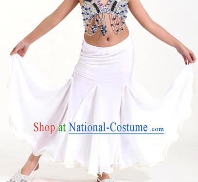 Asian Indian Belly Dance White Fishtail Skirt Stage Performance Oriental Dance Clothing for Kids