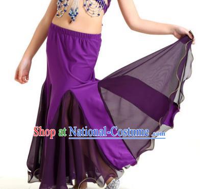 Asian Indian Belly Dance Purple Fishtail Skirt Stage Performance Oriental Dance Clothing for Kids