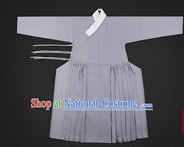 Chinese Ancient Ming Dynasty Imperialbodyguard Costume Grey Robe Swordsman Hanfu Clothing for Men