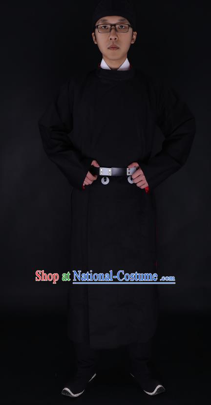 Chinese Ancient Tang Dynasty Imperialbodyguard Costume Black Robe Swordsman Hanfu Clothing for Men