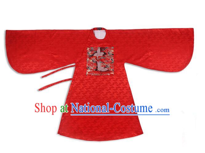 Chinese Ancient Ming Dynasty Princess Wedding Hanfu Costume Red Long Blouse Clothing for Women