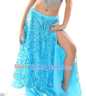 Asian Indian Children Belly Dance Blue Bust Skirt Raks Sharki Oriental Dance Clothing for Kids