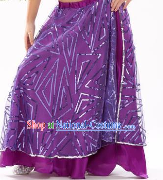 Asian Indian Children Belly Dance Purple Bust Skirt Raks Sharki Oriental Dance Clothing for Kids