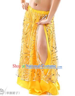 Asian Indian Children Belly Dance Yellow Bust Skirt Raks Sharki Oriental Dance Clothing for Kids