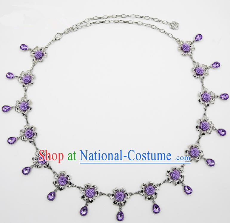 Indian Belly Dance Purple Crystal Rose Waist Chain Accessories Waistband India Raks Sharki Belts for Women