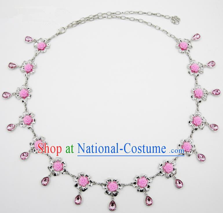 Indian Belly Dance Pink Crystal Rose Waist Chain Accessories Waistband India Raks Sharki Belts for Women