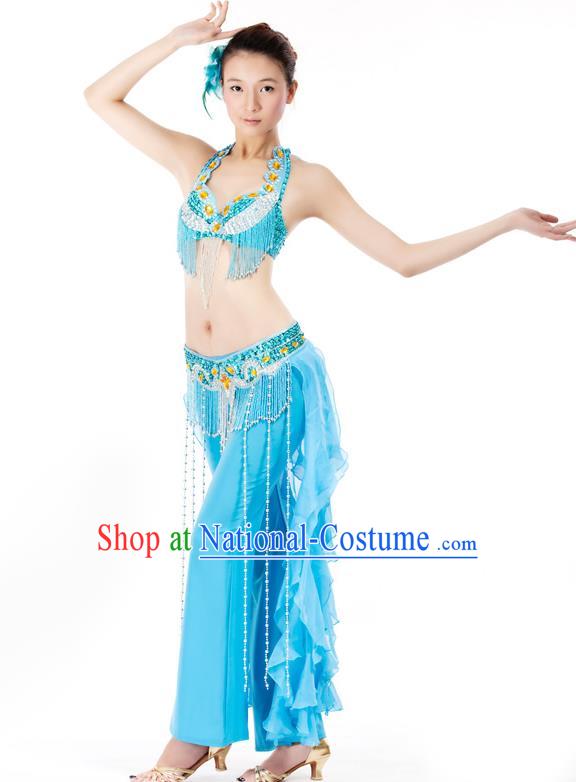 Top Grade Belly Dance Blue Uniform Indian Raks Sharki Oriental Dance Clothing for Women