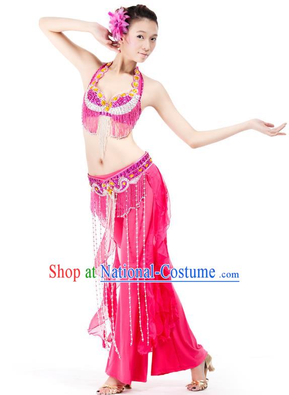 Top Grade Belly Dance Rosy Uniform Indian Raks Sharki Oriental Dance Clothing for Women