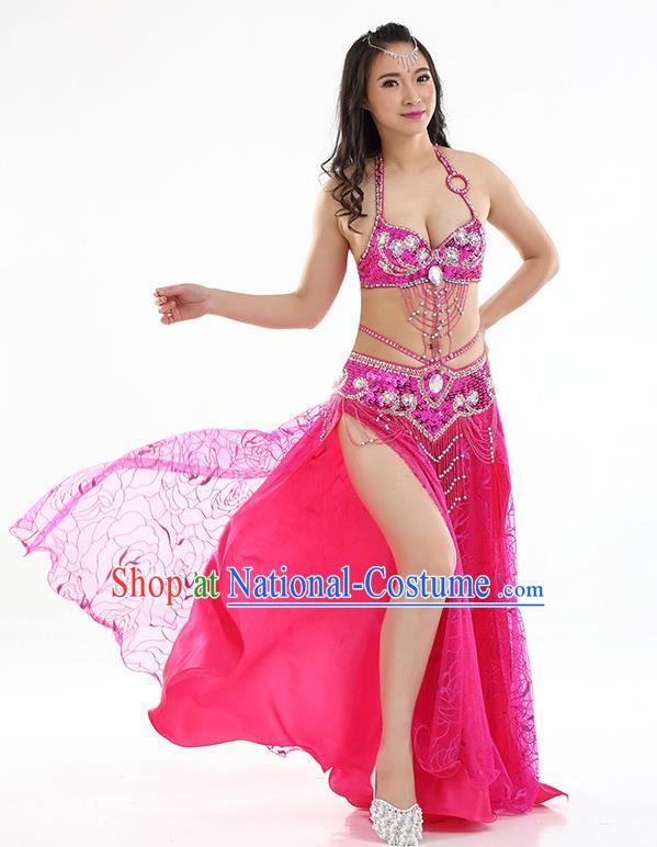 Top Grade Bollywood Belly Dance Rosy Dress Indian Raks Sharki Oriental Dance Clothing for Women