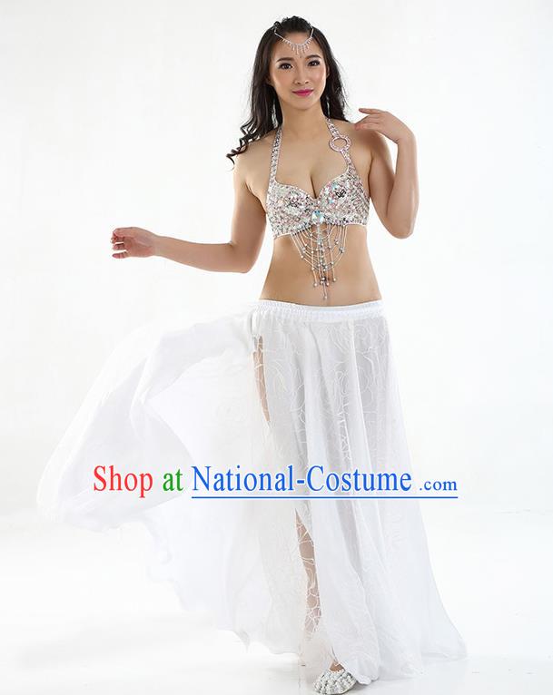 Top Grade Bollywood Belly Dance White Dress Indian Raks Sharki Oriental Dance Clothing for Women