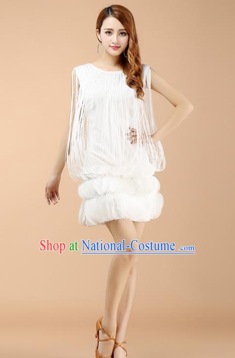 Top Grade Latin Dance White Dress Ballroom Dance Modern Dance Clothing for Women