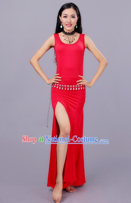 Traditional Belly Dance Training Red Dress Indian Oriental Dance Costume for Women