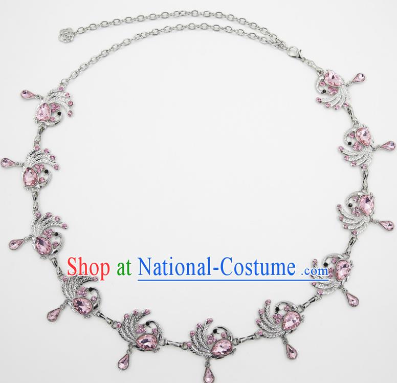 Indian Belly Dance Pink Crystal Peacock Waist Chain Accessories Waistband India Raks Sharki Belts for Women