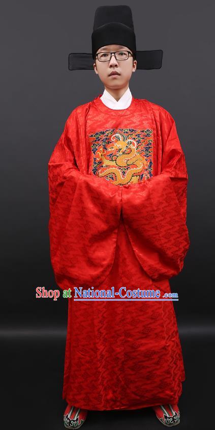 Asian Chinese Ancient Costume Ming Dynasty Prime Minister Clothing for Men