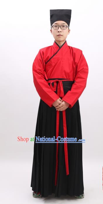 Chinese Ancient Han Dynasty Scholar Costume Confucianist Hanfu Clothing for Men