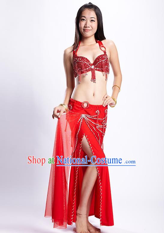 Top Grade Performance Clothing Belly Dance Red Dress Indian Oriental Dance Costume for Women