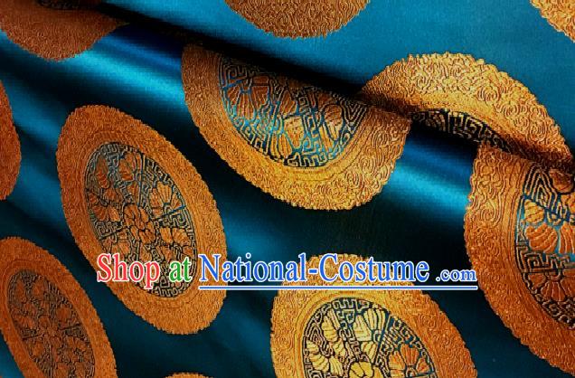 Chinese Traditional Fabric Palace Pattern Design Blue Brocade Chinese Mongolian Robe Fabric Asian Material