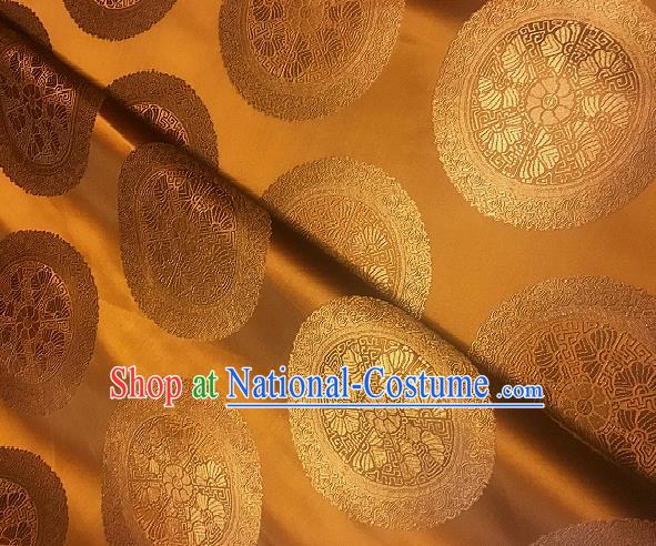 Chinese Traditional Fabric Palace Pattern Design Golden Brocade Chinese Mongolian Robe Fabric Asian Material