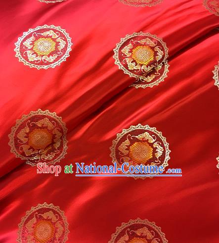 Chinese Traditional Mongolian Robe Fabric Palace Pattern Design Red Brocade Chinese Fabric Asian Material