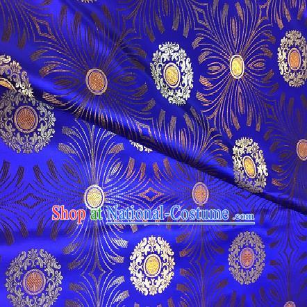 Chinese Traditional Fabric Mongolian Robe Blue Brocade Chinese Fabric Asian Tibetan Robe Material