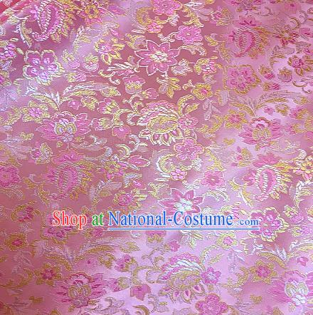 Chinese Traditional Fabric Tang Suit Flowers Pattern Pink Brocade Chinese Fabric Asian Tibetan Robe Material