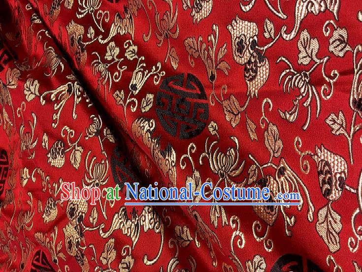 Chinese Traditional Fabric Tang Suit Royal Pattern Red Brocade Chinese Fabric Asian Tibetan Robe Material