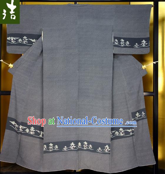 Japanese Traditional Male Kimono Clothing Grey Haori Kimonos Yukata Robe for Men