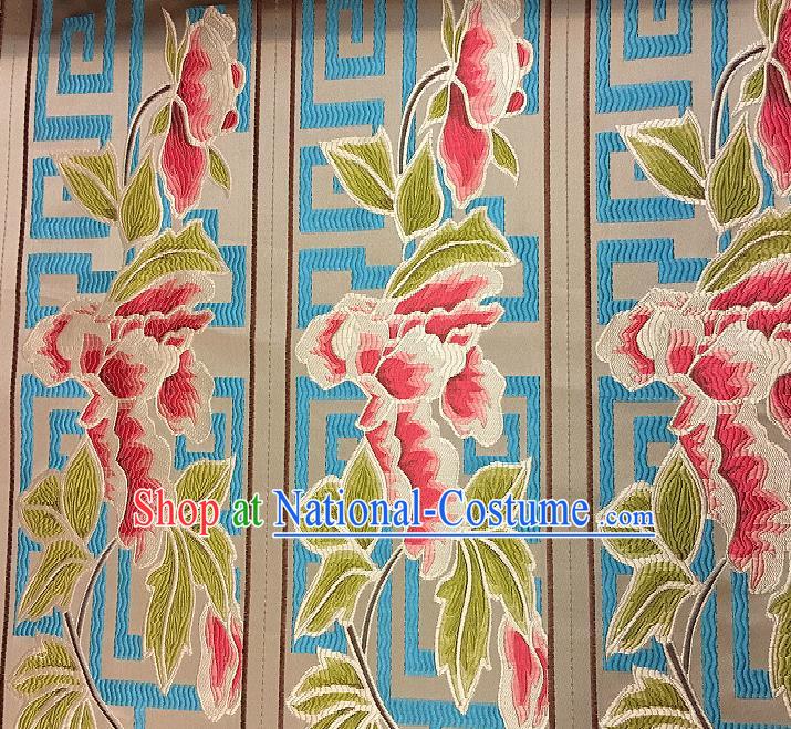 Chinese Traditional Fabric Tang Suit Peony Pattern Brocade Chinese Fabric Asian Tibetan Robe Material