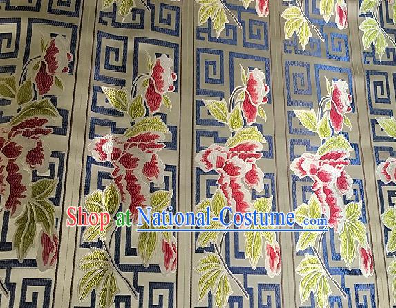 Chinese Traditional Fabric Tang Suit Flowers Pattern Brocade Chinese Fabric Asian Tibetan Robe Material