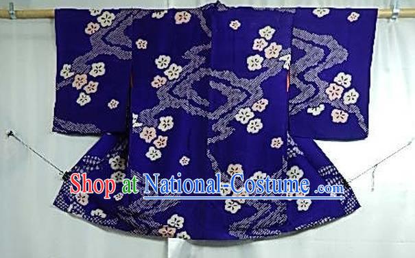 Japanese Traditional Male Kimono Clothing Royalblue Haori Kimonos for Men