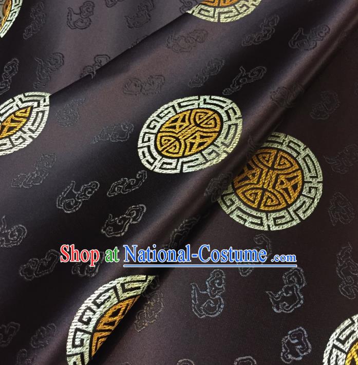 Chinese Traditional Fabric Tang Suit Pattern Coffee Brocade Chinese Fabric Asian Cheongsam Material