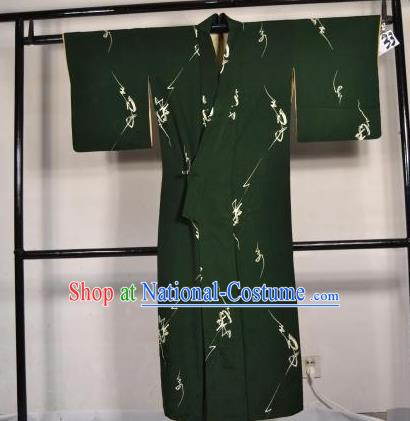 Japanese Traditional Male Kimono Clothing Atrovirens Haori Kimonos Yukata Robe for Men