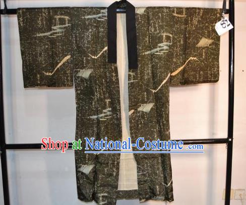 Japanese Traditional Male Kimono Clothing Japan Samurai Grey Haori Kimonos Yukata Robe for Men