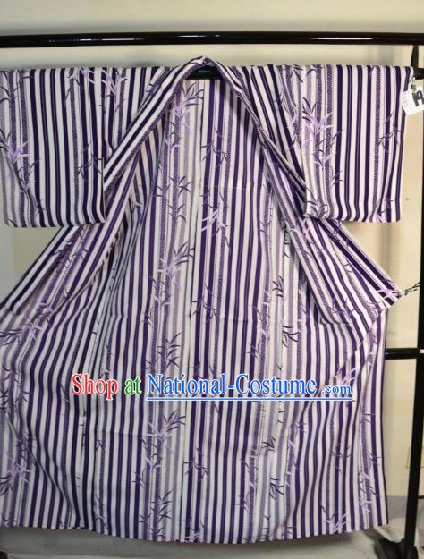 Japanese Traditional Male Purple Yukata Robe Clothing Japan Samurai Haori Kimonos for Men