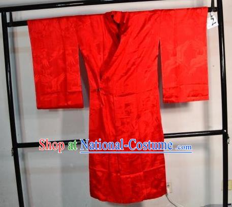 Japanese Traditional Prince Red Yukata Robe Clothing Japan Samurai Haori Kimonos for Men