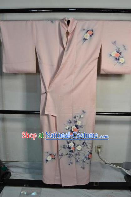 Japan Traditional Kimonos Costume Asian Japanese Printing Flowers Yukata Dress Furisode Kimono for Women