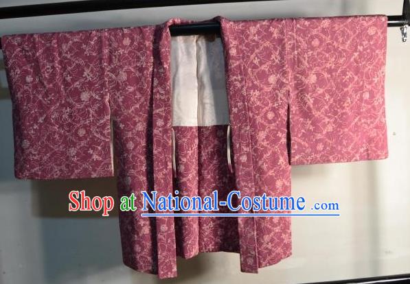 Japanese Traditional Kimono Male Costume Yukata Shirts Japan Purple Haori Apparel Clothing for Men