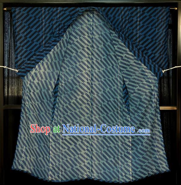 Japanese Traditional Kimono Male Costume Navy Yukata Robe Japan Haori Apparel Clothing for Men