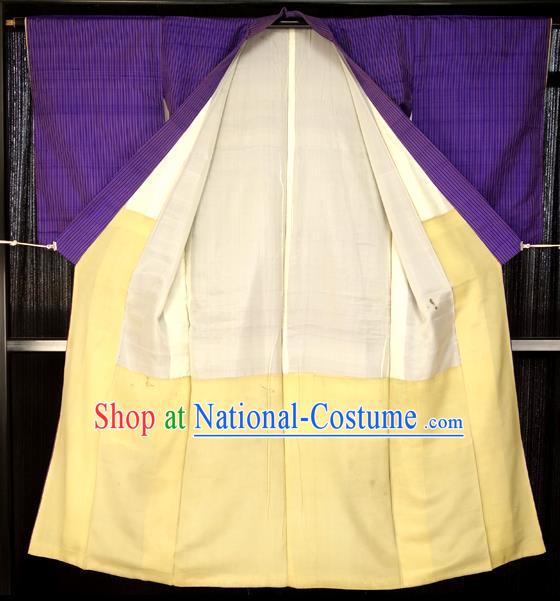 Japanese Traditional Kimono Purple Robe Japan Haori Apparel Yukata Costume for Men