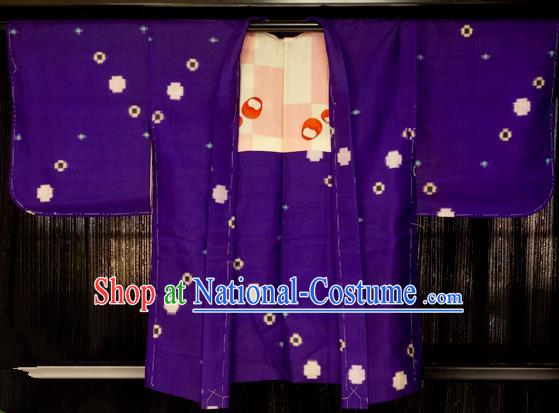 Japanese Traditional Kimono Japan Purple Haori Apparel Yukata Costume for Men