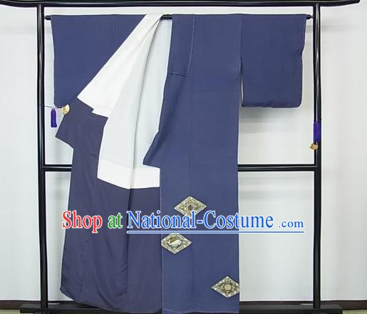 Japanese Traditional Kimono Japan Haori Apparel Blue Yukata Robe Costume for Men