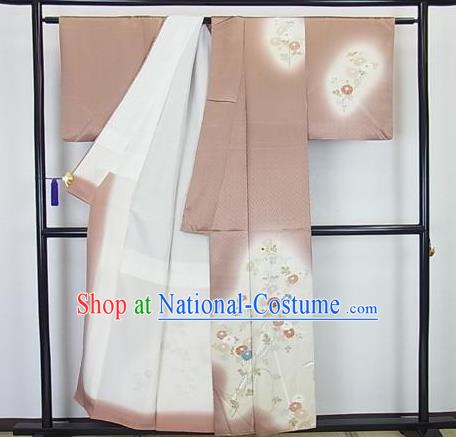 Japanese Traditional Kimono Japan Haori Apparel Khaki Yukata Robe Costume for Men