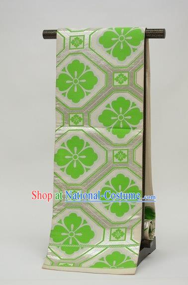 Traditional Japanese Kimono Accessories Green Brocade Belts Kimonos Yukata Waistband for Women