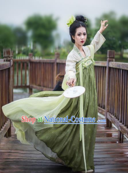 China Ancient Dress Costume Tang Dynasty Palace Princess Embroidered Slip Skirts for Women